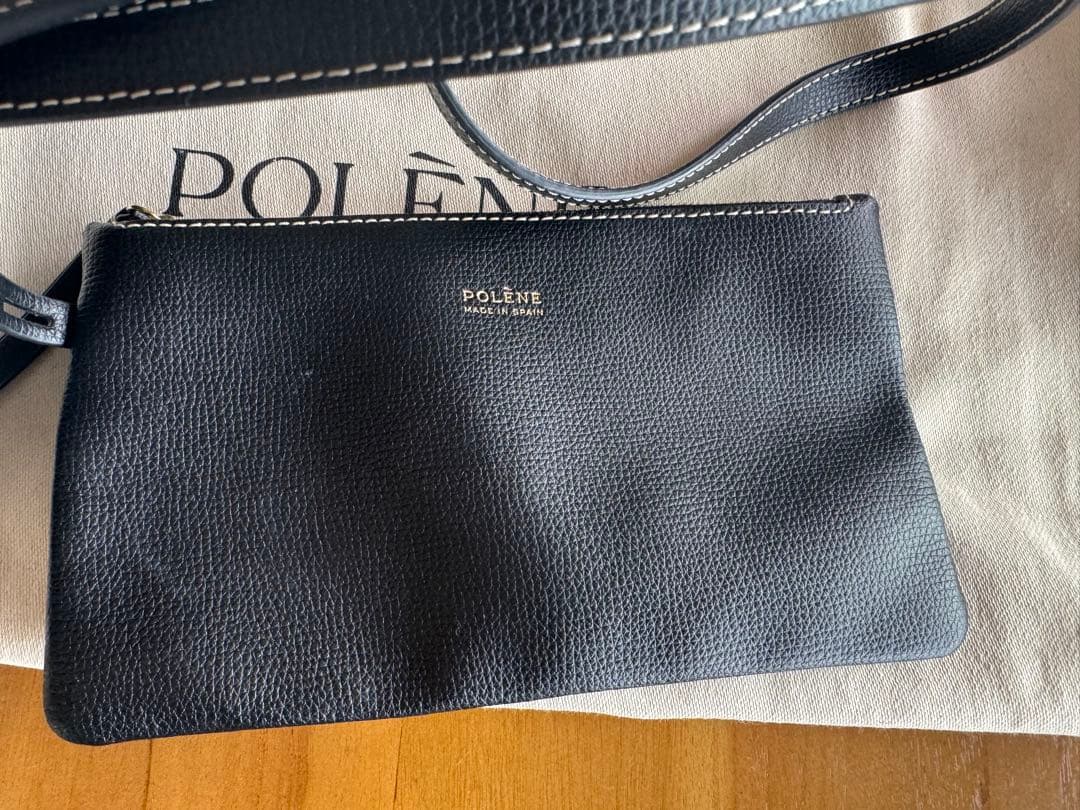 【美品】POLÈNE Cyme Mini ブラックレザートートバッグ