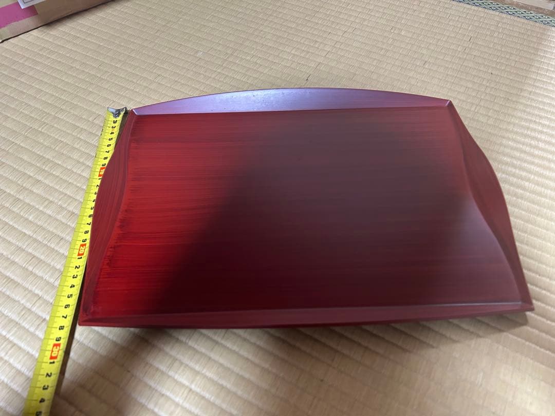 若泉漆器　おもてなし盆　尺4寸　滑止めノンスリップ加工　10個セット　赤茶トレー