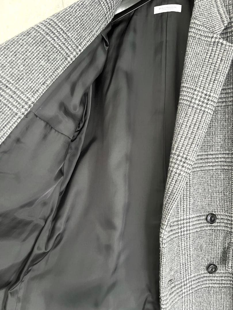 ユナイテッドアローズ　グレーチェック ダブルブレスト チェスターコート　L