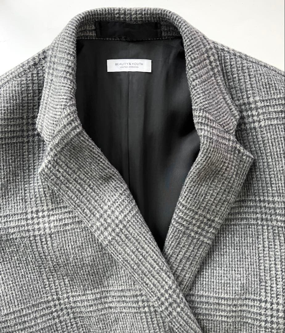 ユナイテッドアローズ　グレーチェック ダブルブレスト チェスターコート　L