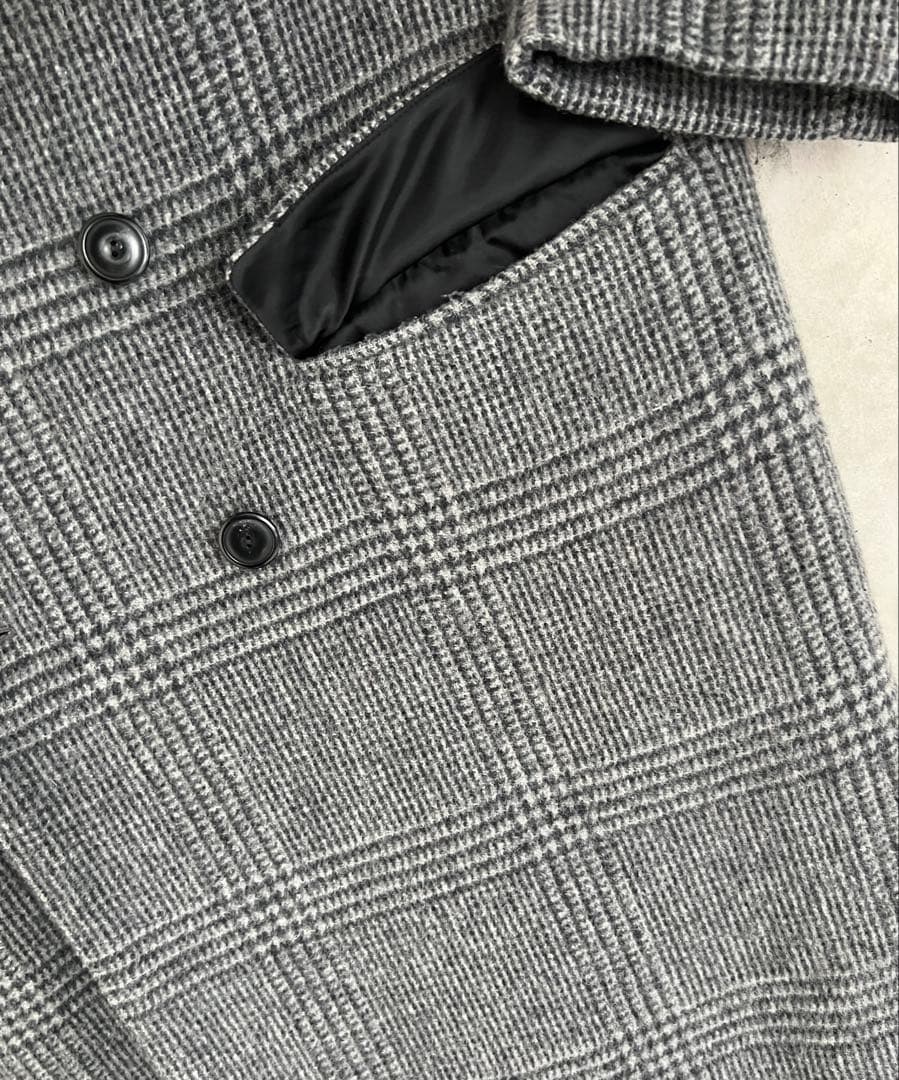 ユナイテッドアローズ　グレーチェック ダブルブレスト チェスターコート　L