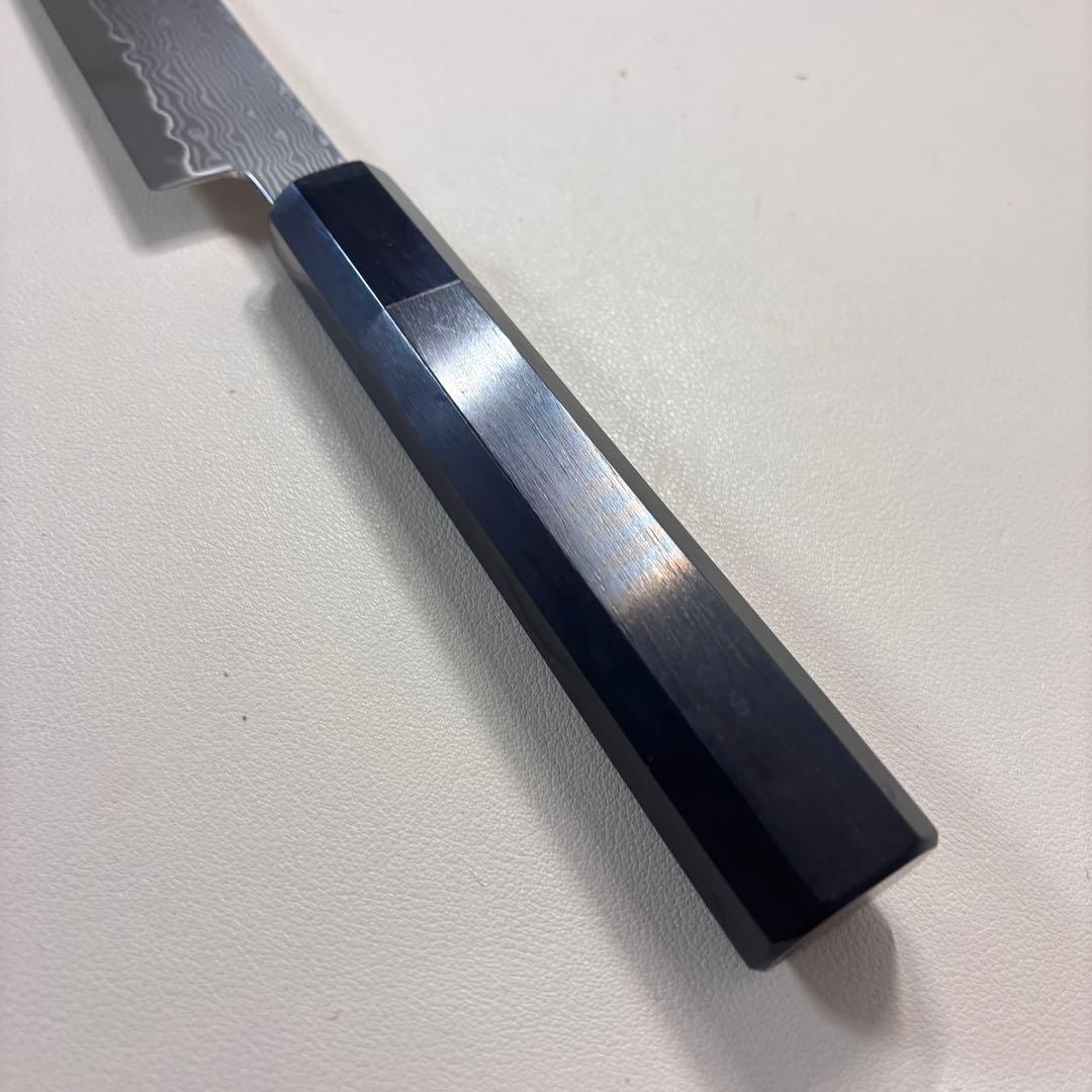 240mm 柳刃包丁　ダマスカス黒檀 本水牛八角柄　刺身包丁 和包丁 「鞘付き…