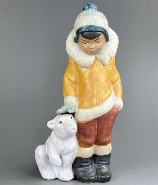 【美品】 リヤドロ 子熊とエスキモー グレス フィギュリン リアドロ オブジェ