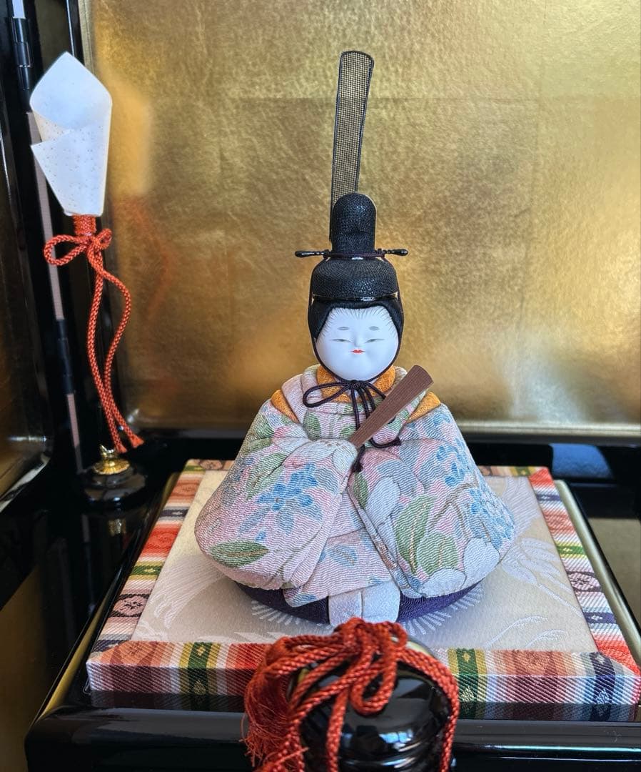 原孝州　親王飾　やさしいお雛様　　木目込雛　花柄着物