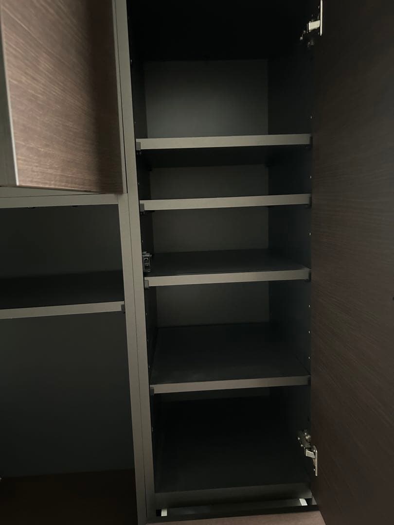 壁面収納　テレビ台　棚　すえ木工　ダークブラウン