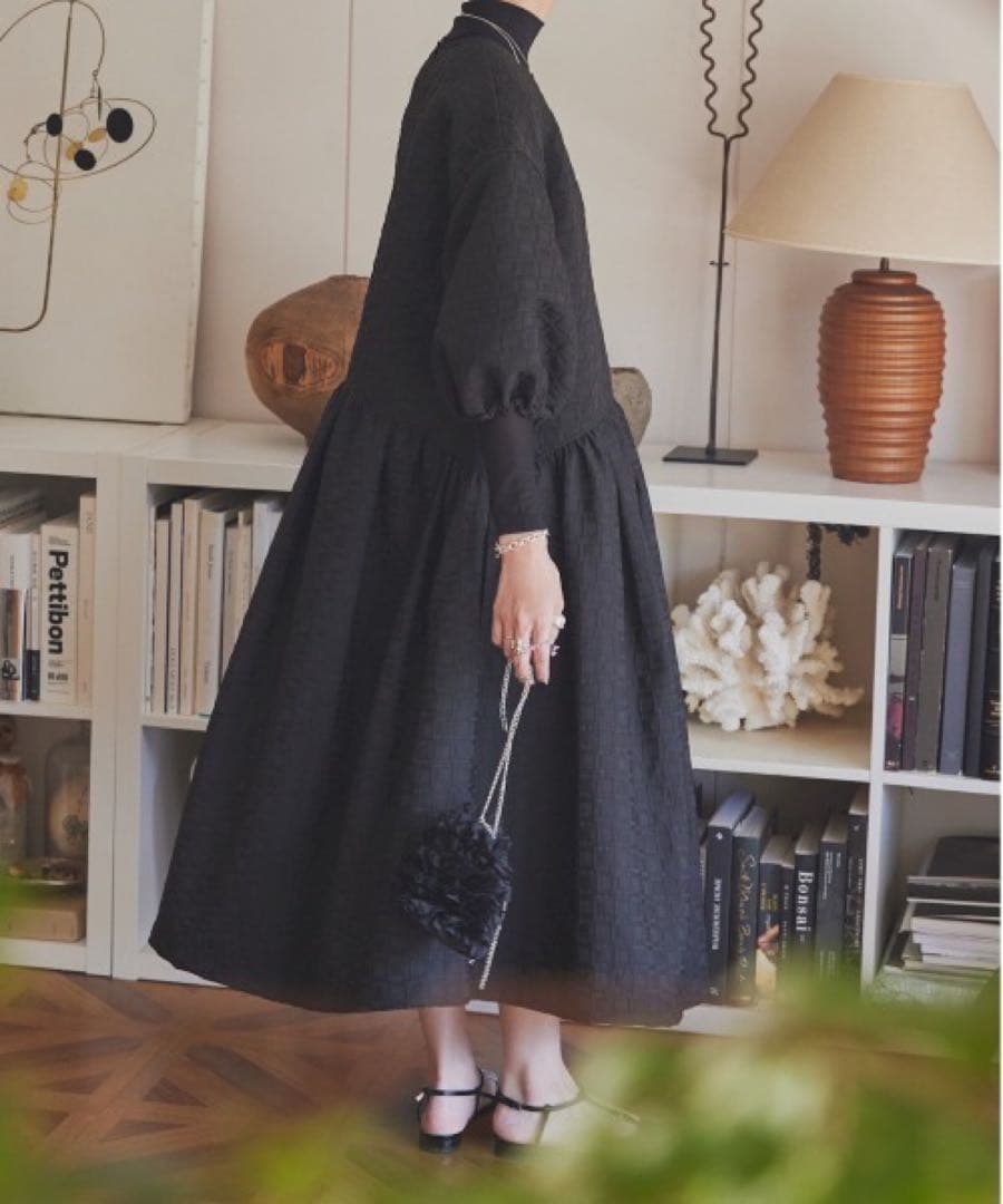 perna スクエアジャガードワンピース　Lサイズ　ペルナ