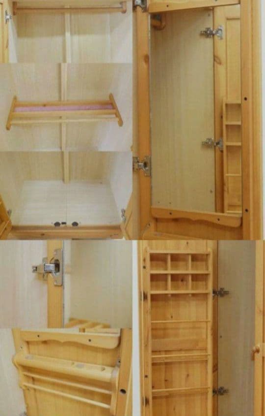 送料設置込み価格★シャルドネクローゼット ワードローブ 収納棚付 パイン材