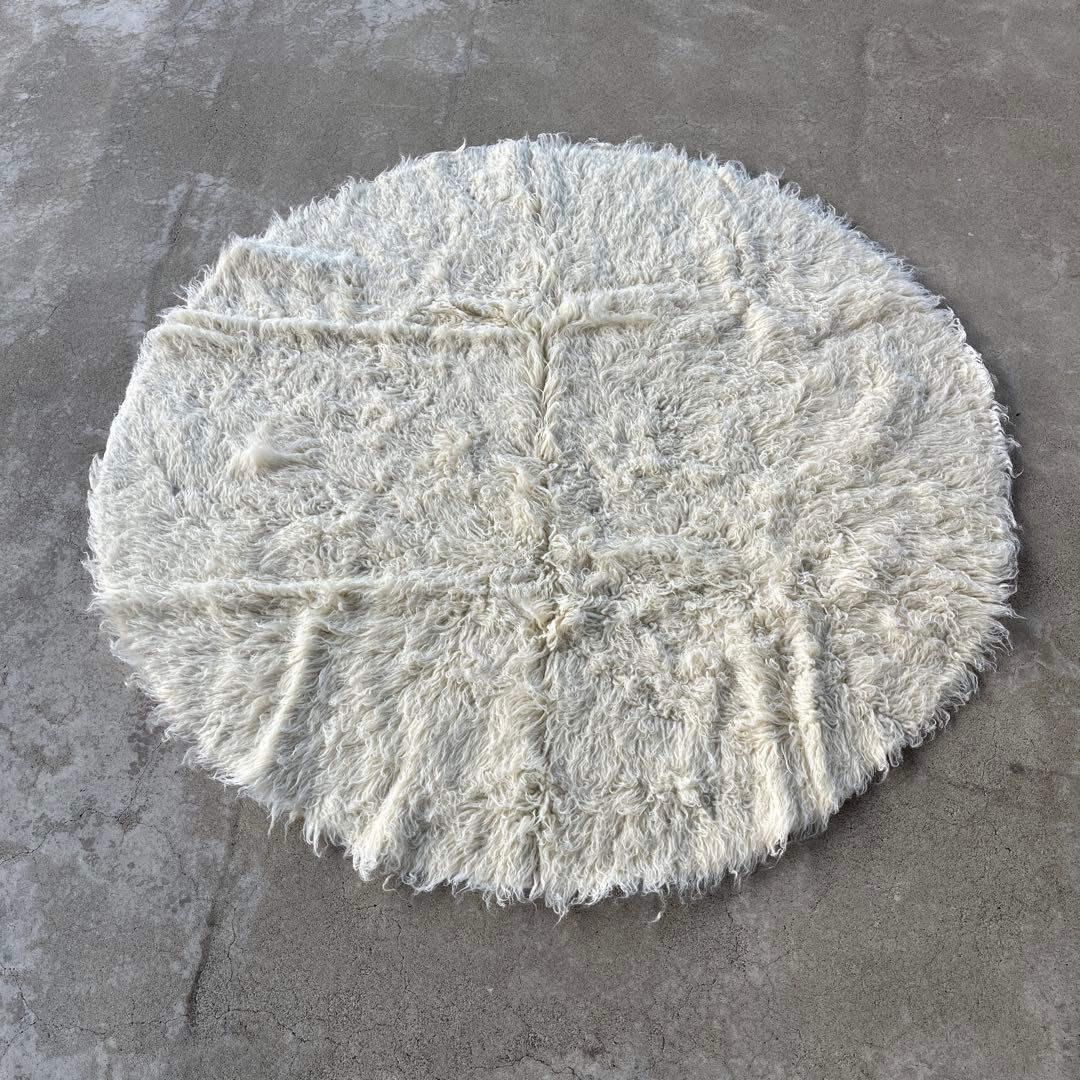 ギリシャ製◾️APOLLO社 羊毛ウール100% シャギーラグ φ150cm 敷物