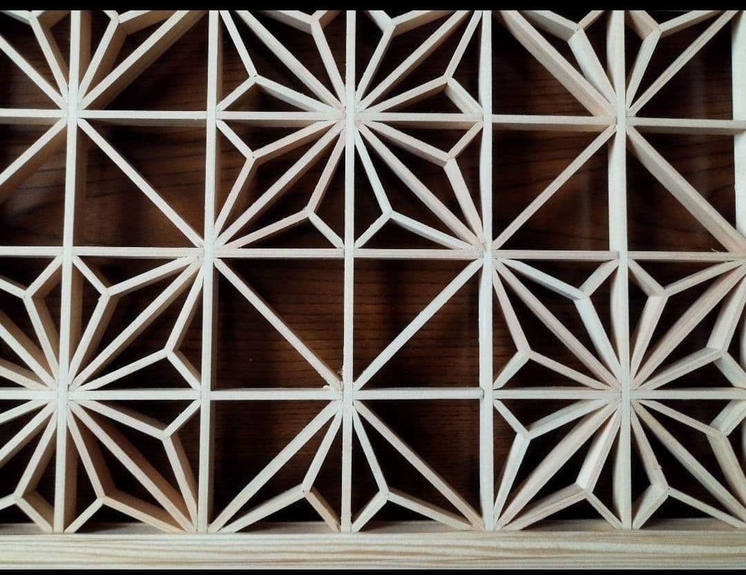 193 ❣️特価❣️麻の葉組子　吹き抜け 2枚一組 木製額縁