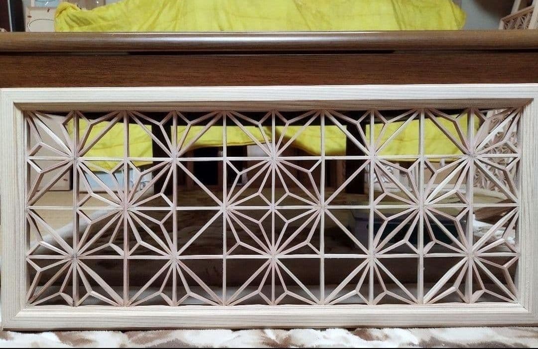 193 ❣️特価❣️麻の葉組子　吹き抜け 2枚一組 木製額縁