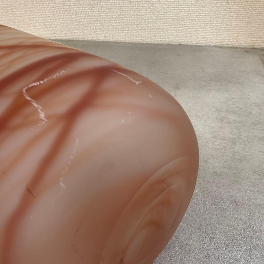 G0904-06★LSA ガラス花瓶 円筒形 赤褐色模様 hand made