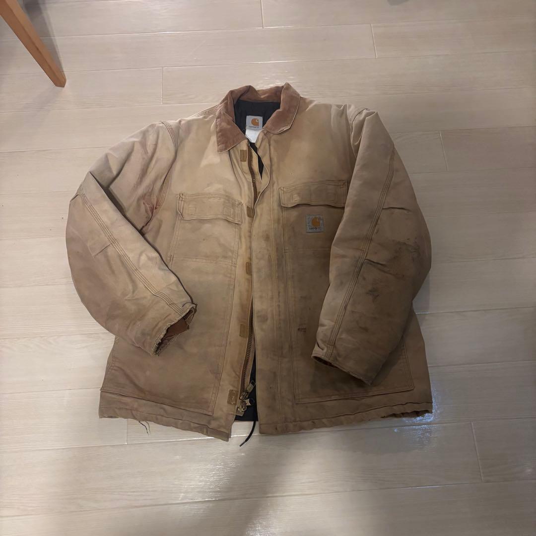 Carharttワークジャケット ダック地 ベージュ YKK キルティング裏地