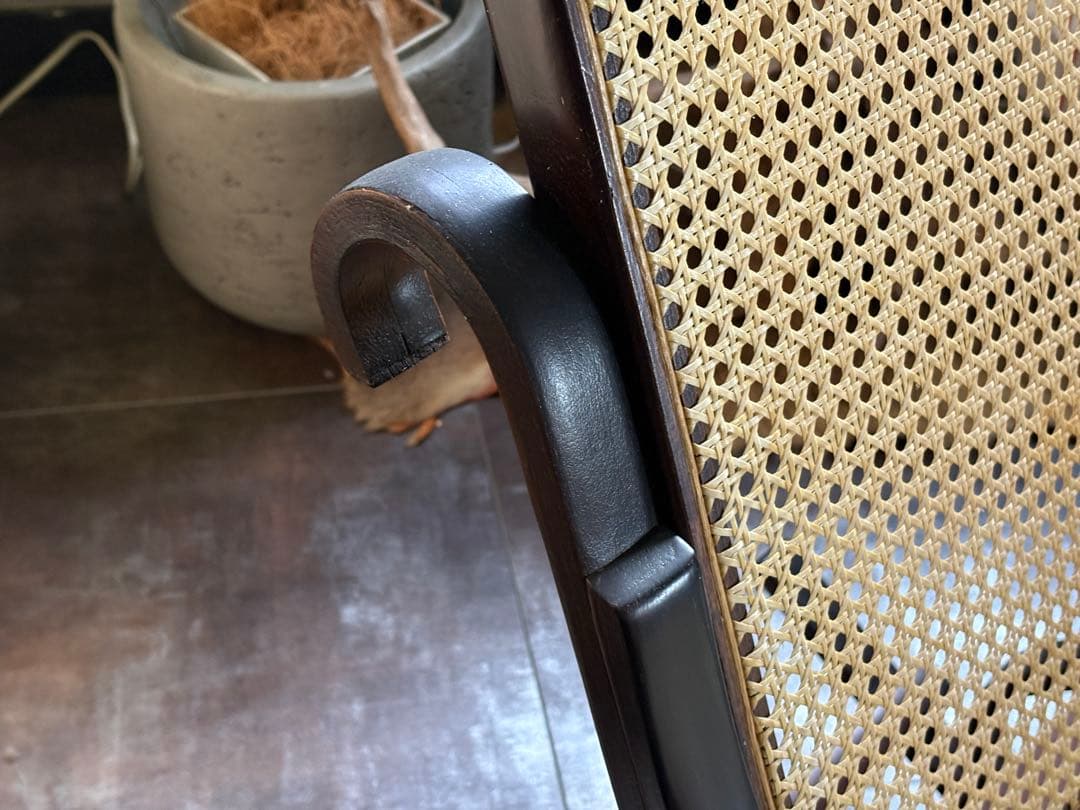 希少　ラタン　ロッキングチェア　背もたれ　カゴメ編み　ヴィンテージ　SG