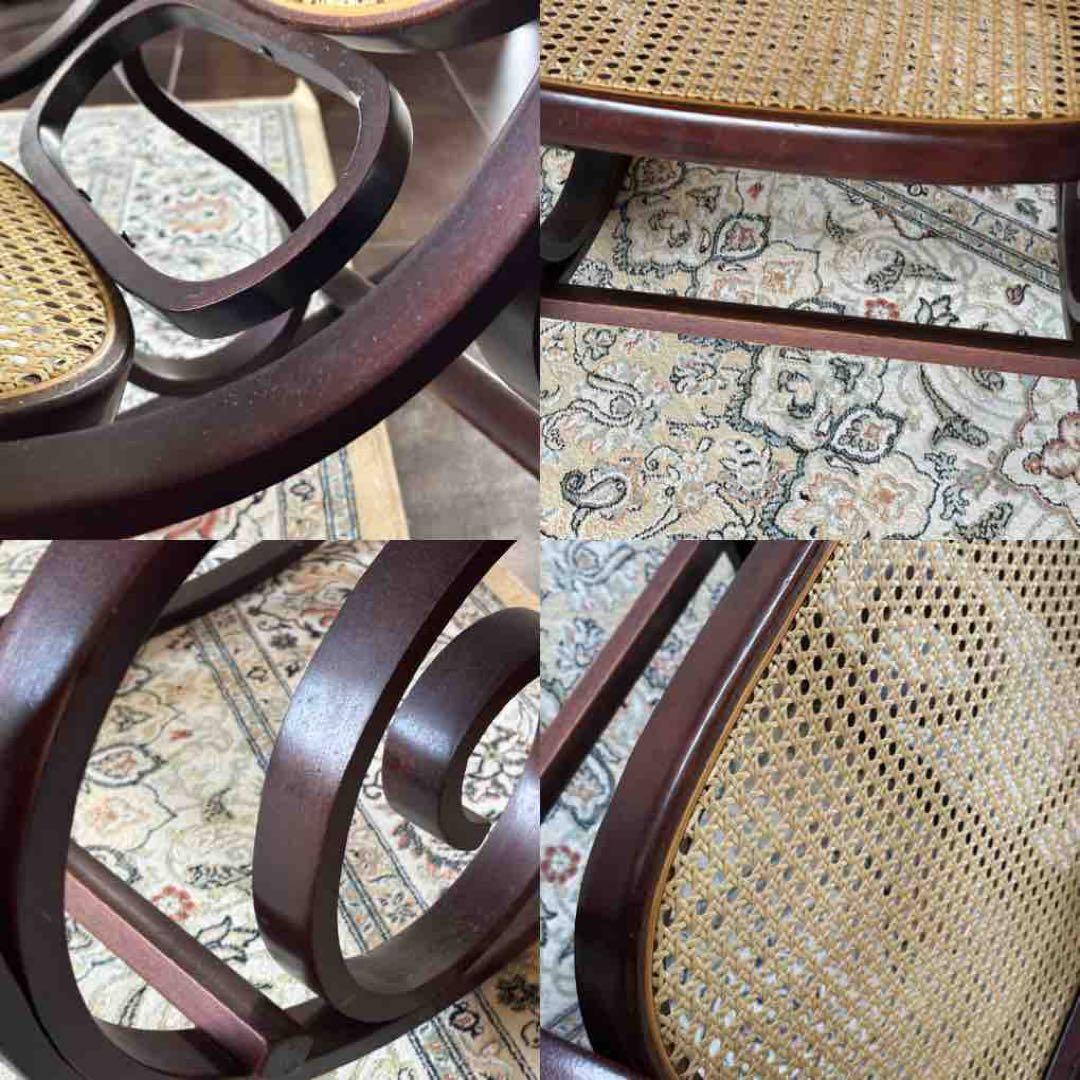 希少　ラタン　ロッキングチェア　背もたれ　カゴメ編み　ヴィンテージ　SG