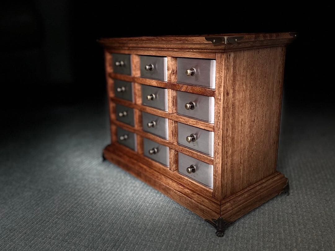 ヴィンテージ　アンティーク調　ハンドメイド　キャビネット　ジュエリーBOX