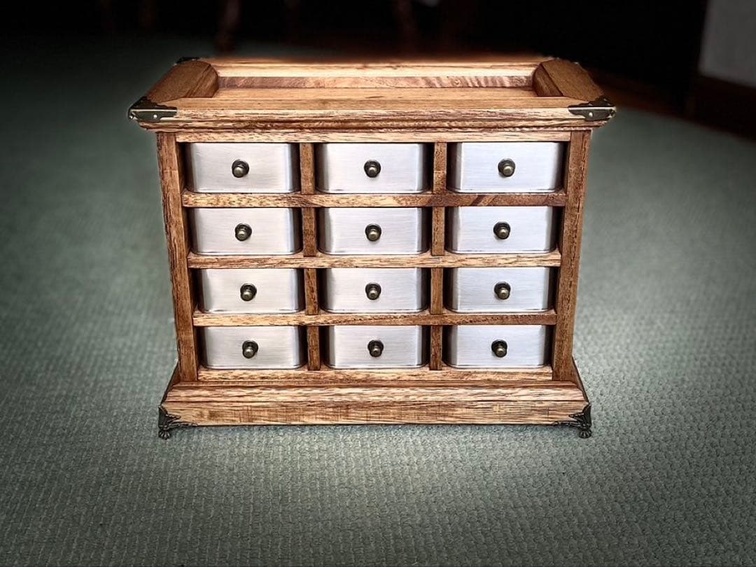 ヴィンテージ　アンティーク調　ハンドメイド　キャビネット　ジュエリーBOX