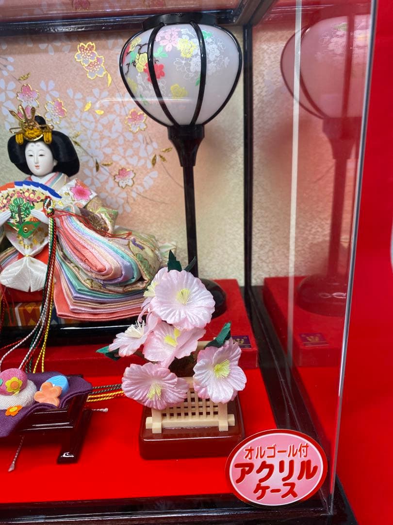 東京久月　雛人形アクリルケース入り親王飾り・間口約５７×奥行約３１×高さ約３６㎝