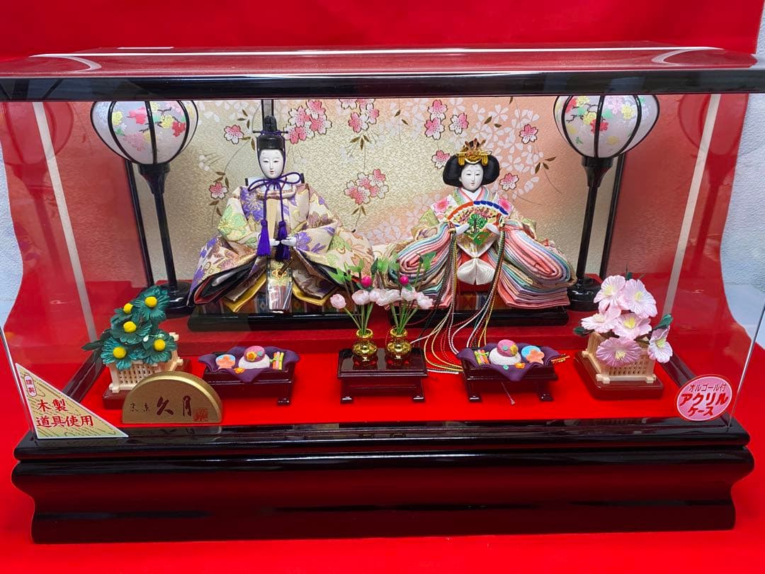 東京久月　雛人形アクリルケース入り親王飾り・間口約５７×奥行約３１×高さ約３６㎝