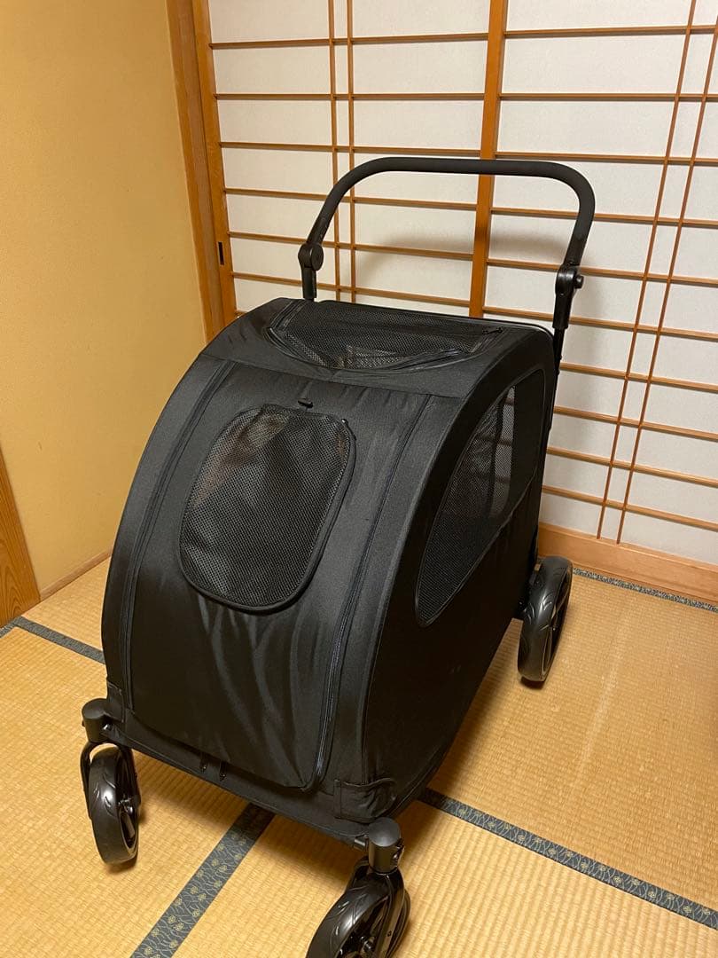 ペットカート メッシュ窓付き　ブラック