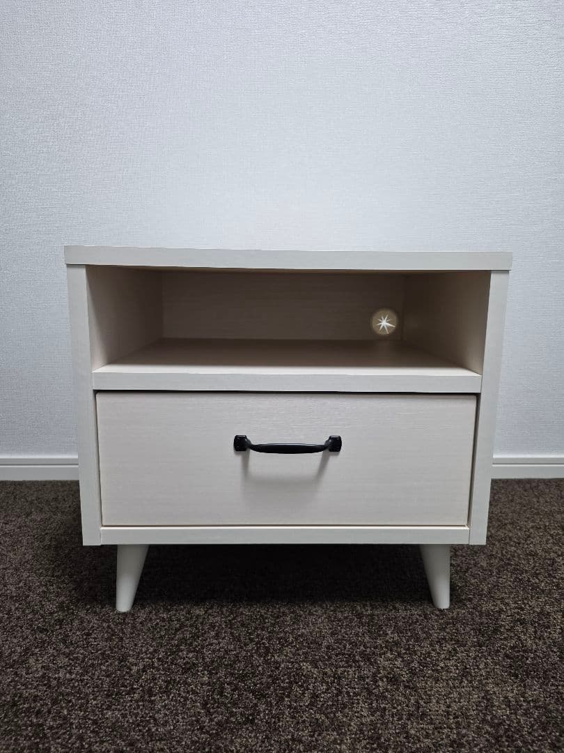 ♡ホワイト♡サイドテーブル☆引き出し付 完成品★日本国内産☆B-COMPANY☆