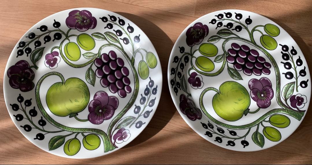 【レア】ARABIA 旧ロゴ パラティッシ　プレート パープル26㎝2枚セット