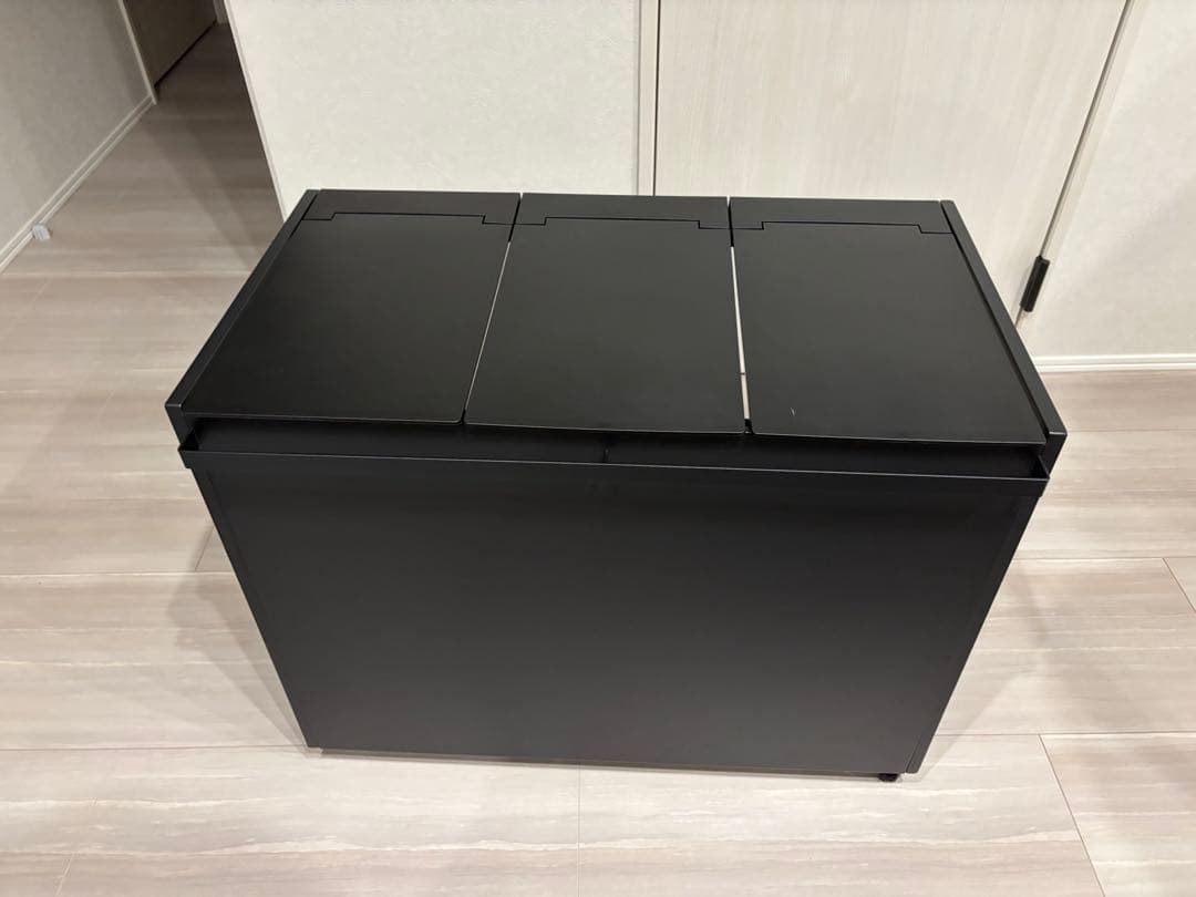 ブラック 分別ゴミ箱 3つの蓋付き