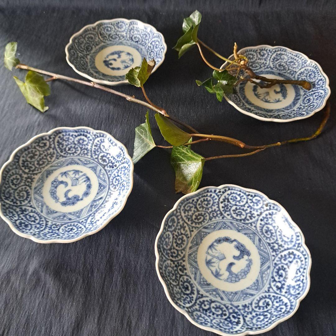 「ご成約者」です。 「たこ唐草が小皿にも！」 古伊万里皿4客セット 骨董ア