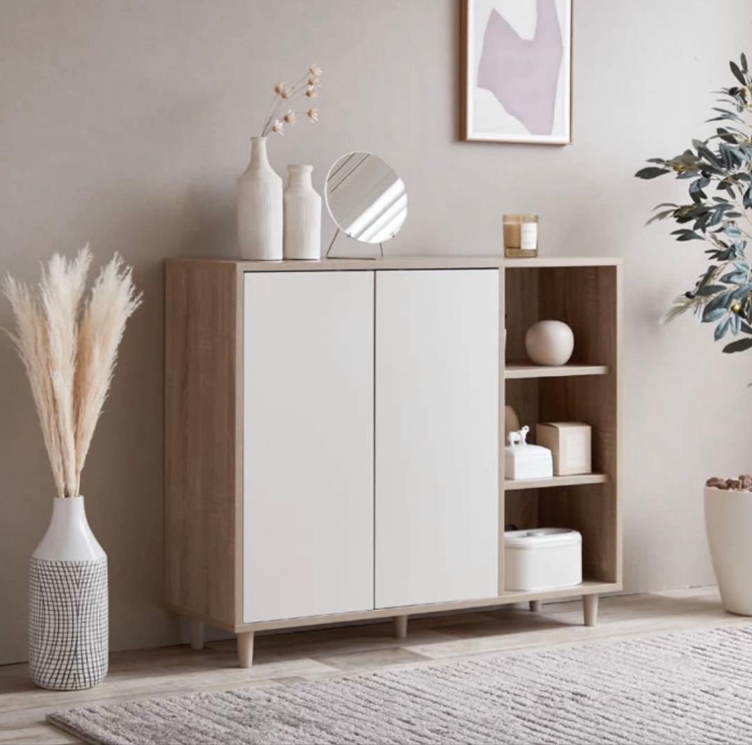 Erin バイカラーキャビネット 幅96cm