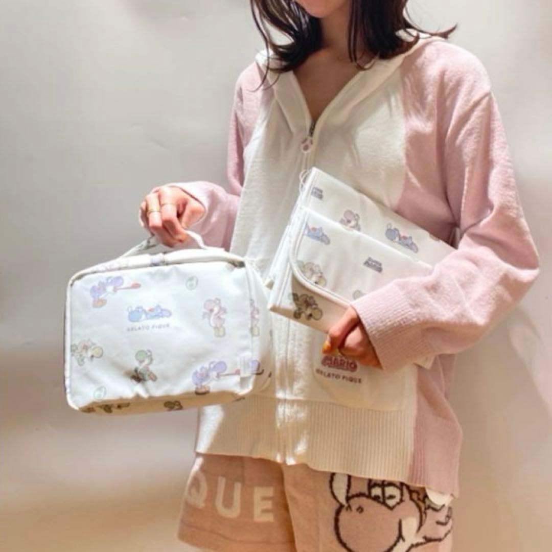 新品未使用　ジェラートピケ スーパーマリオ　ヨッシー柄おむつポーチ