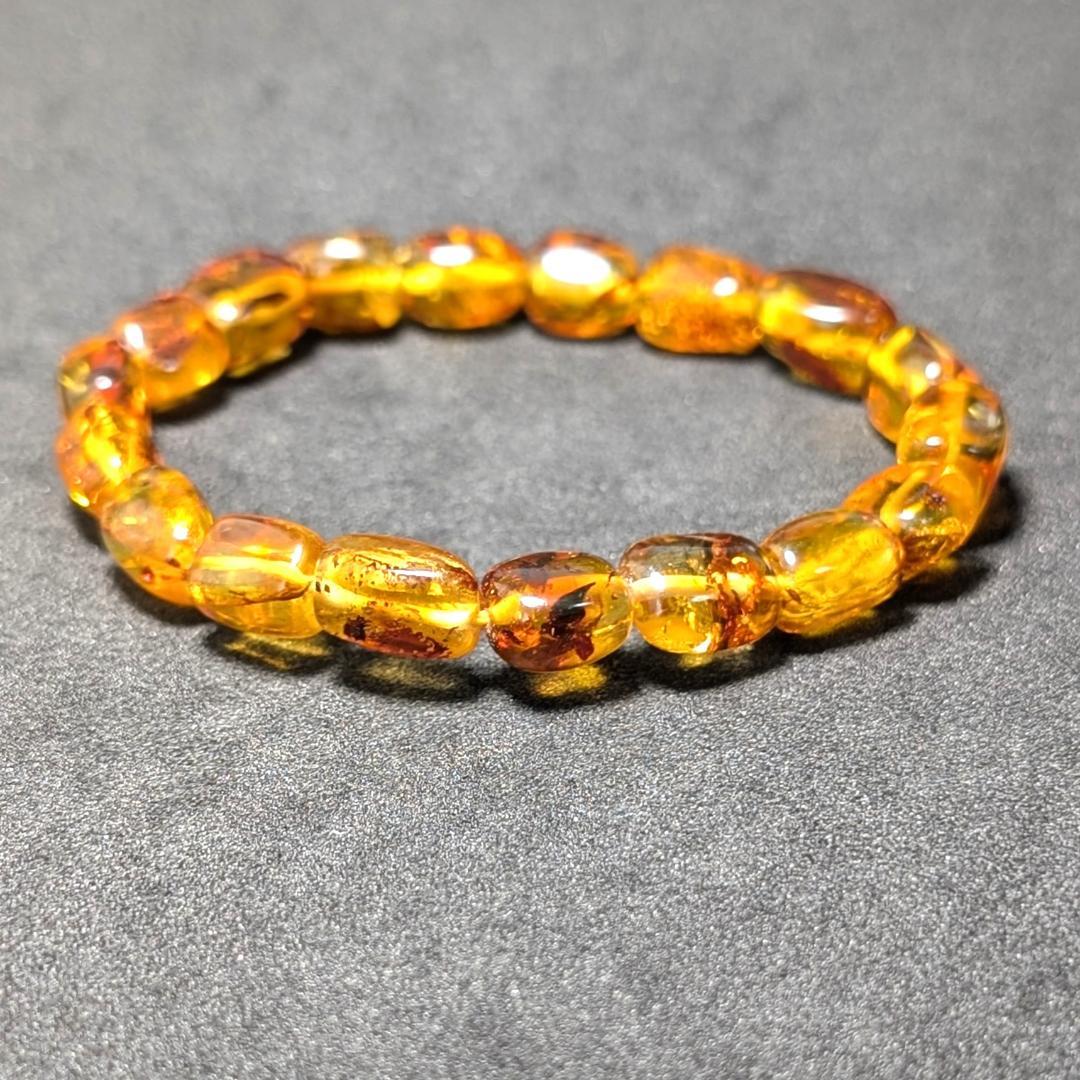 バルティックアンバー 天然琥珀 タンブルブレスレット ブラウンカラーで高級感抜群