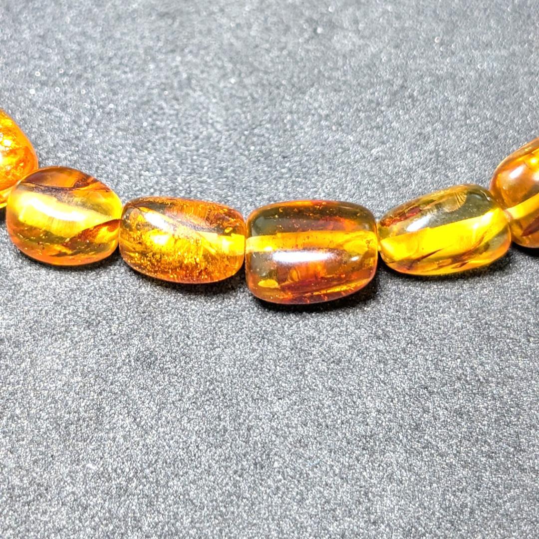 バルティックアンバー 天然琥珀 タンブルブレスレット ブラウンカラーで高級感抜群