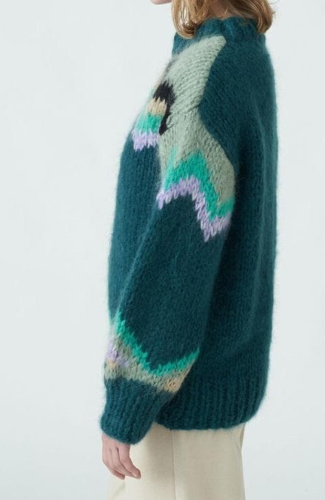 マカフィー★タグ付き未使用★カラーインターシャ クルーネックプルオーバー