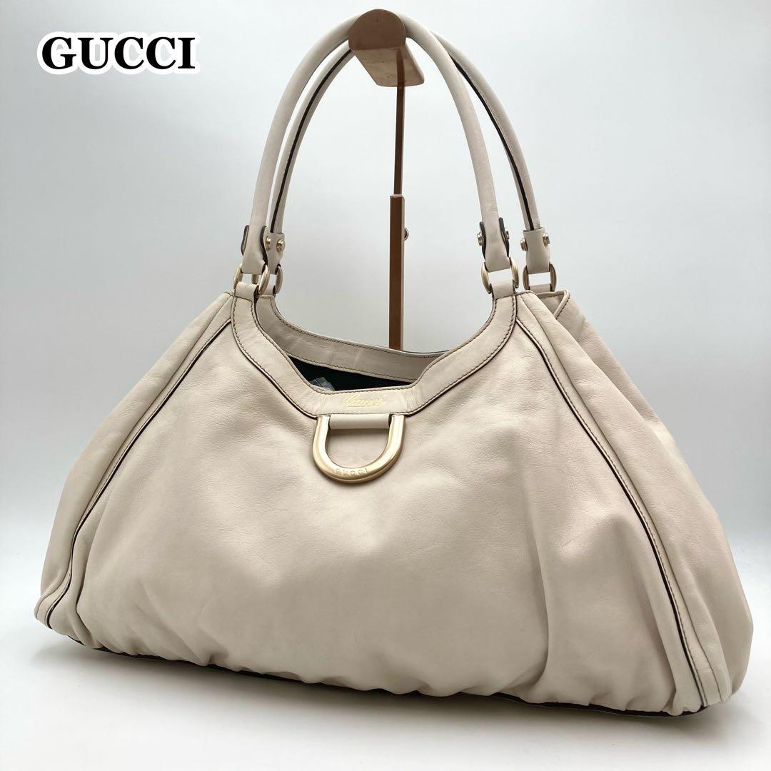 ふぉん✨GUCCI アビー トートバッグ 本革 アイボリー 大容量 ロゴ