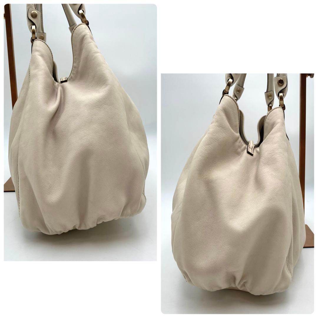 ふぉん✨GUCCI アビー トートバッグ 本革 アイボリー 大容量 ロゴ