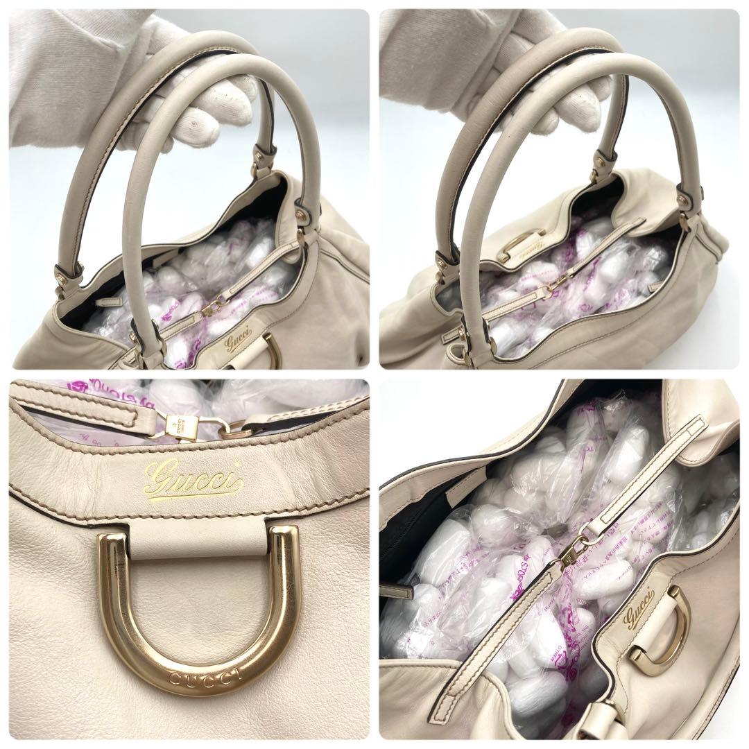ふぉん✨GUCCI アビー トートバッグ 本革 アイボリー 大容量 ロゴ