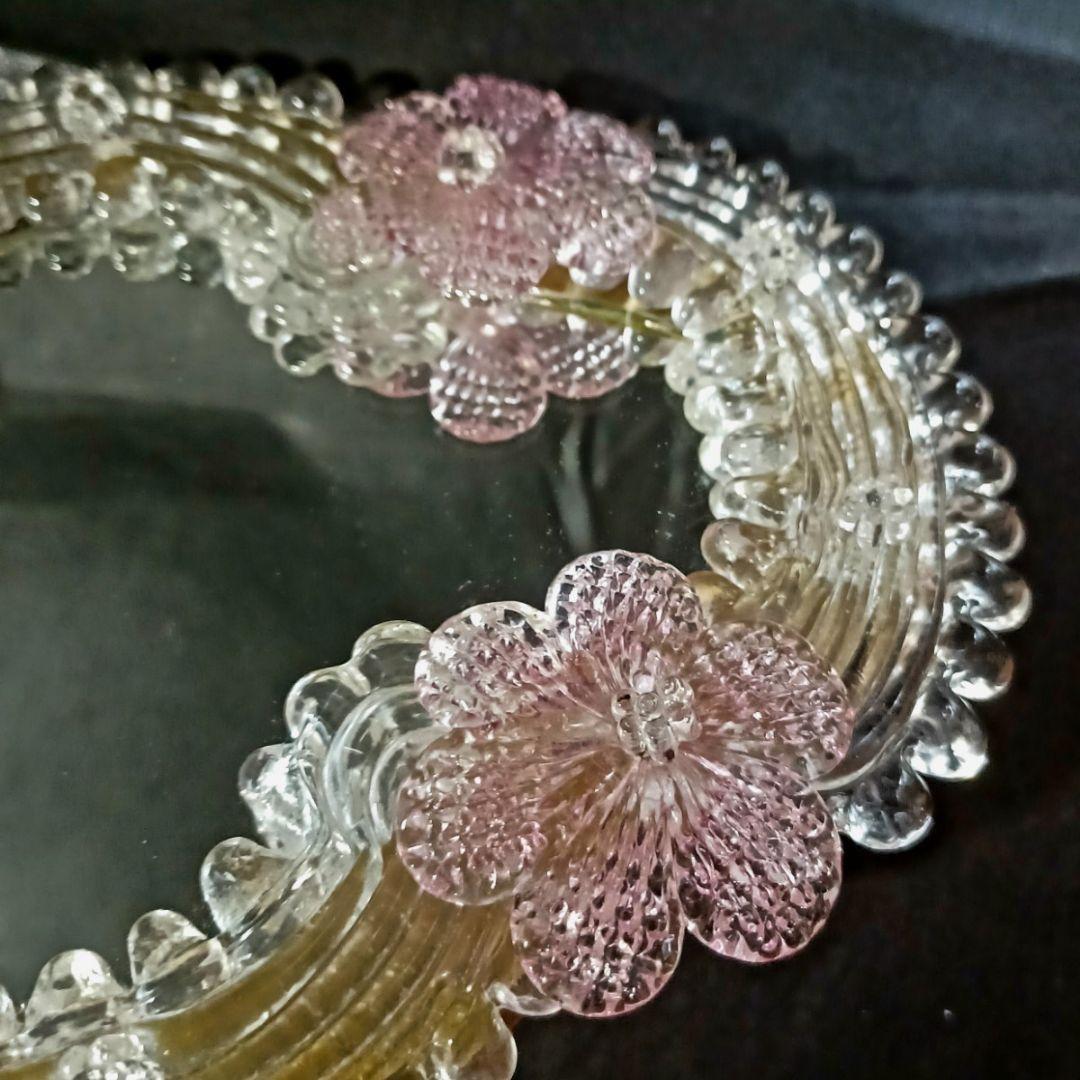 MURANO GLASS ITALY 34㎝ ムラノ ハンドミラー 手鏡