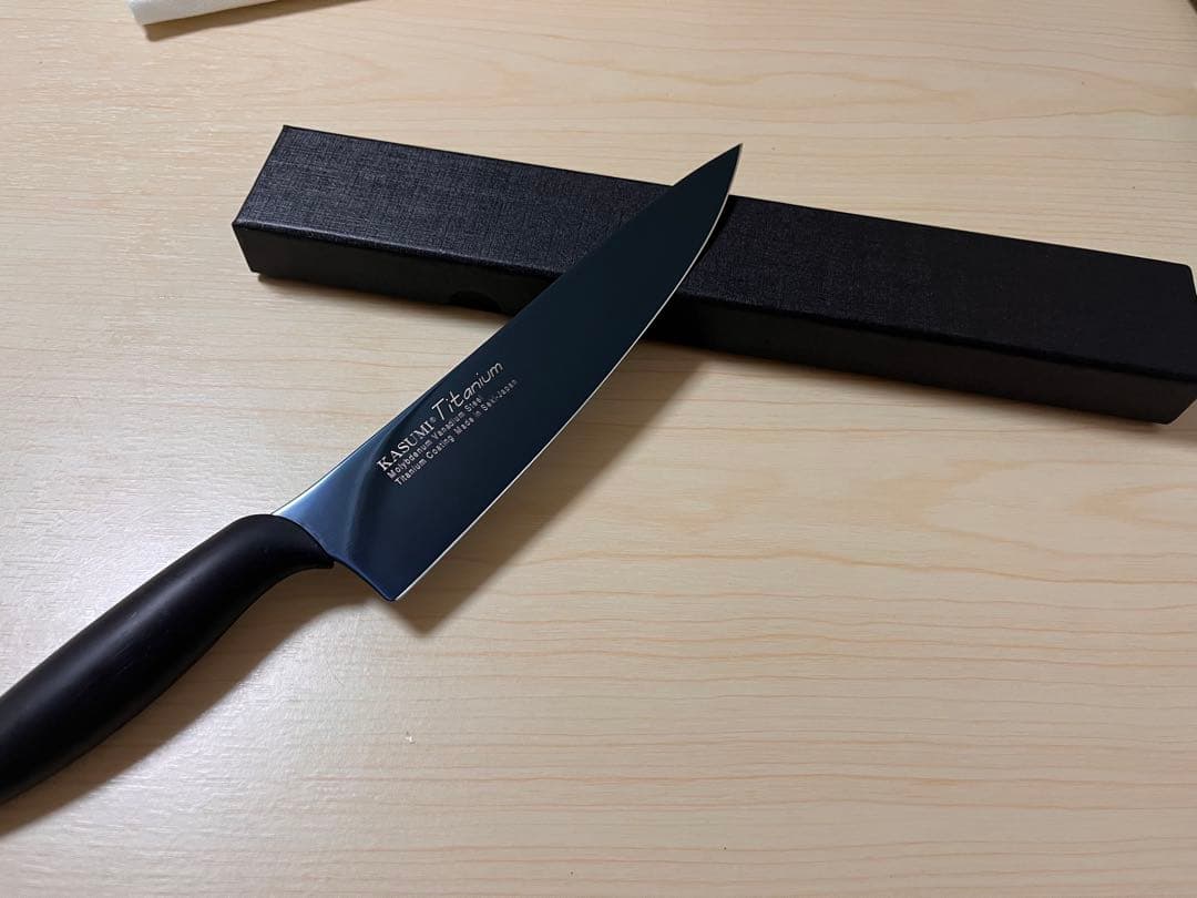 剣型包丁 ブルー 霞 チタンコーティング包丁