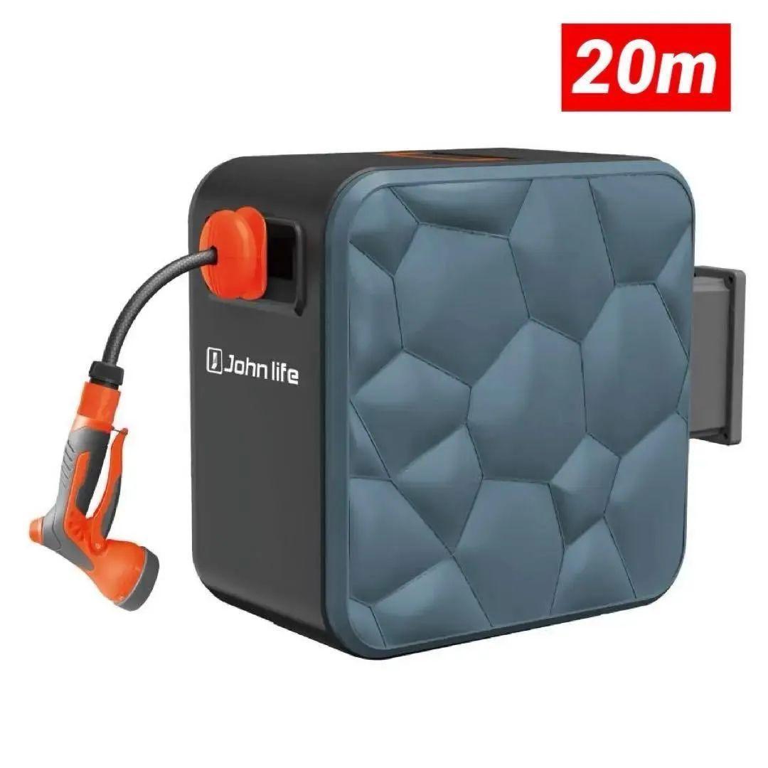 散水ホース 20m 角型 ホースリール 180度回転 2857