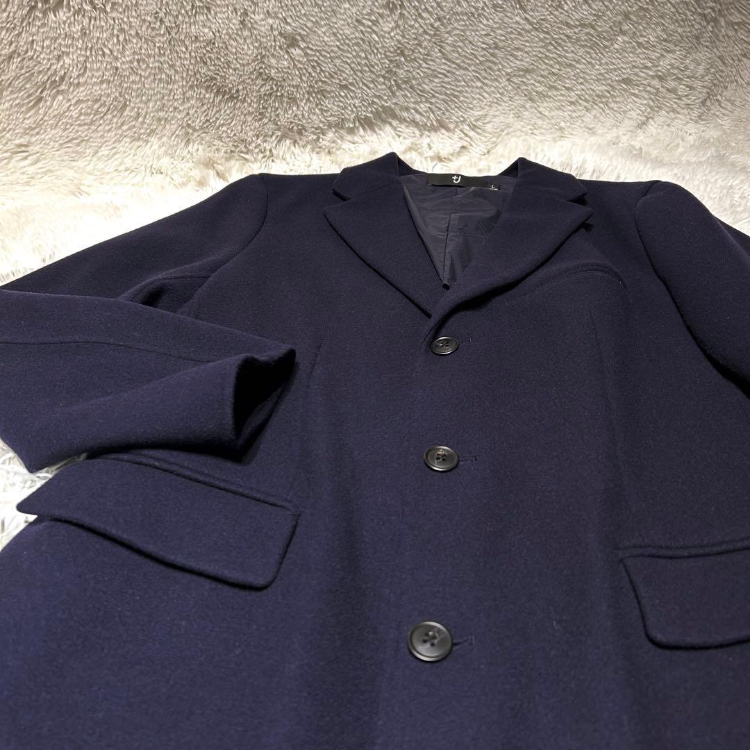 未使用級✨】UNIQLO＋J ウールブレンドチェスターコート L ネイビー