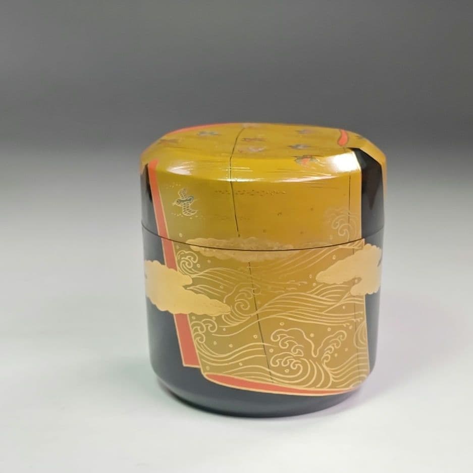 イ820 棗『奥津一心斉作』『誰が袖棗 蒔絵　四季　共箱』茶道具　漆塗