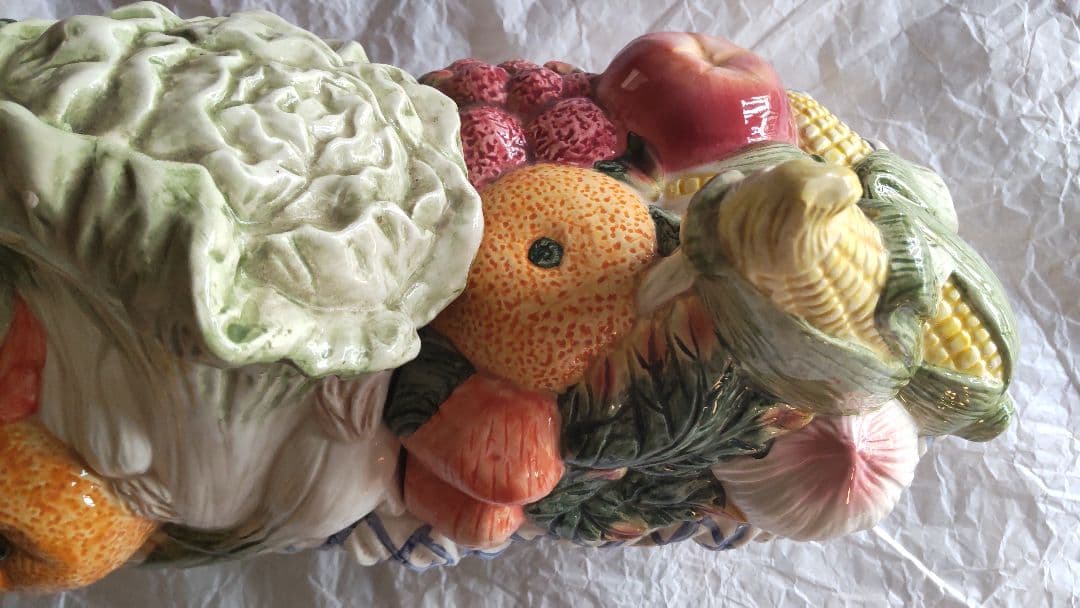 フルーツ キャニスター 陶器 3連 アンティーク レトロ イタリア 保存容器