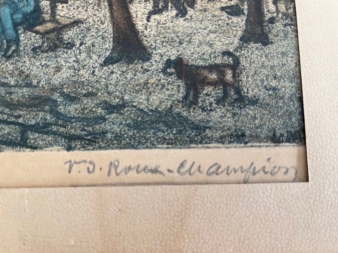 アンティーク　版画　サイン付き　No.入り