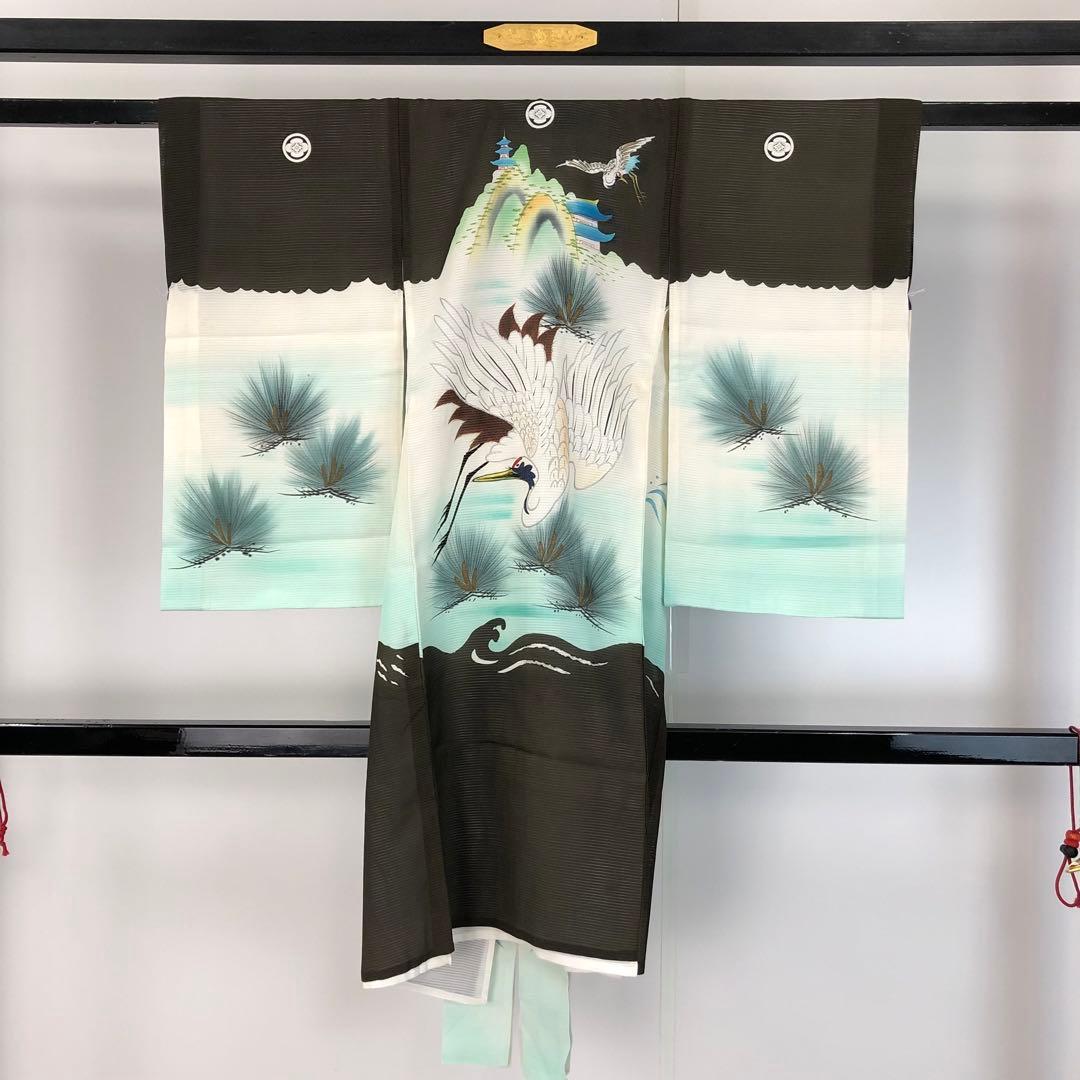 子供着物 お宮参り 夏物 絽 七五三 3歳 祝着 鶴 遠山に城 CK-7362