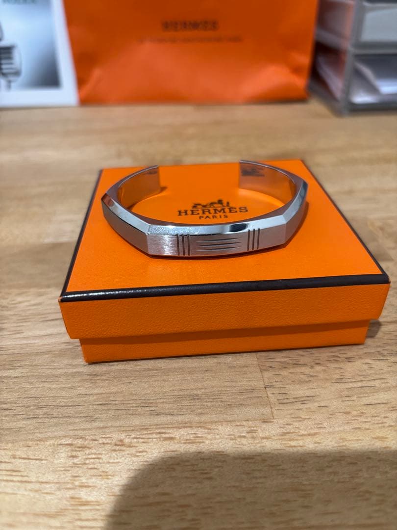 HERMES エルメス シルバー　バングル　ツールボックス　T4