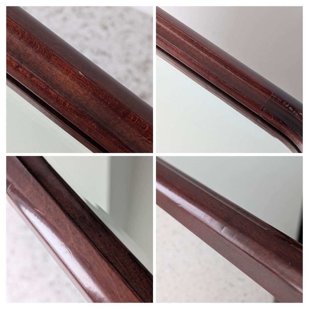 ビンテージ ラウンド ウッドフレーム ウォールミラー 壁掛鏡 北欧 美品 大きめ