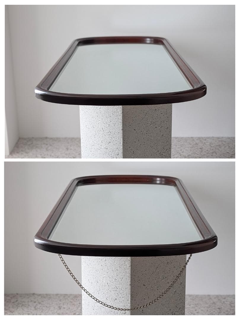 ビンテージ ラウンド ウッドフレーム ウォールミラー 壁掛鏡 北欧 美品 大きめ