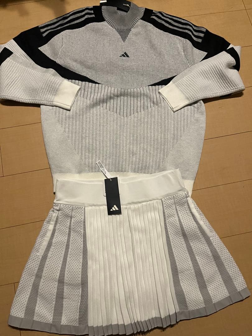 adidas ゴルフ　モックネック　長袖セーター スカート　セットアップ　XL