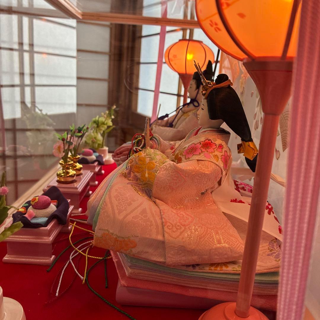 雛人形　アクリルケース　木枠ピンク（※2月9日削除予定）