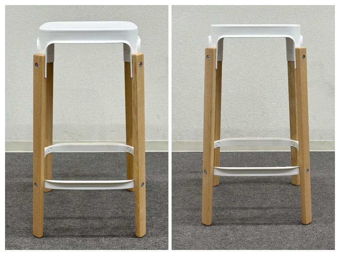 ■マジス■スティールウッドスツール　2脚セット　高さ68cm　カウンターチェア