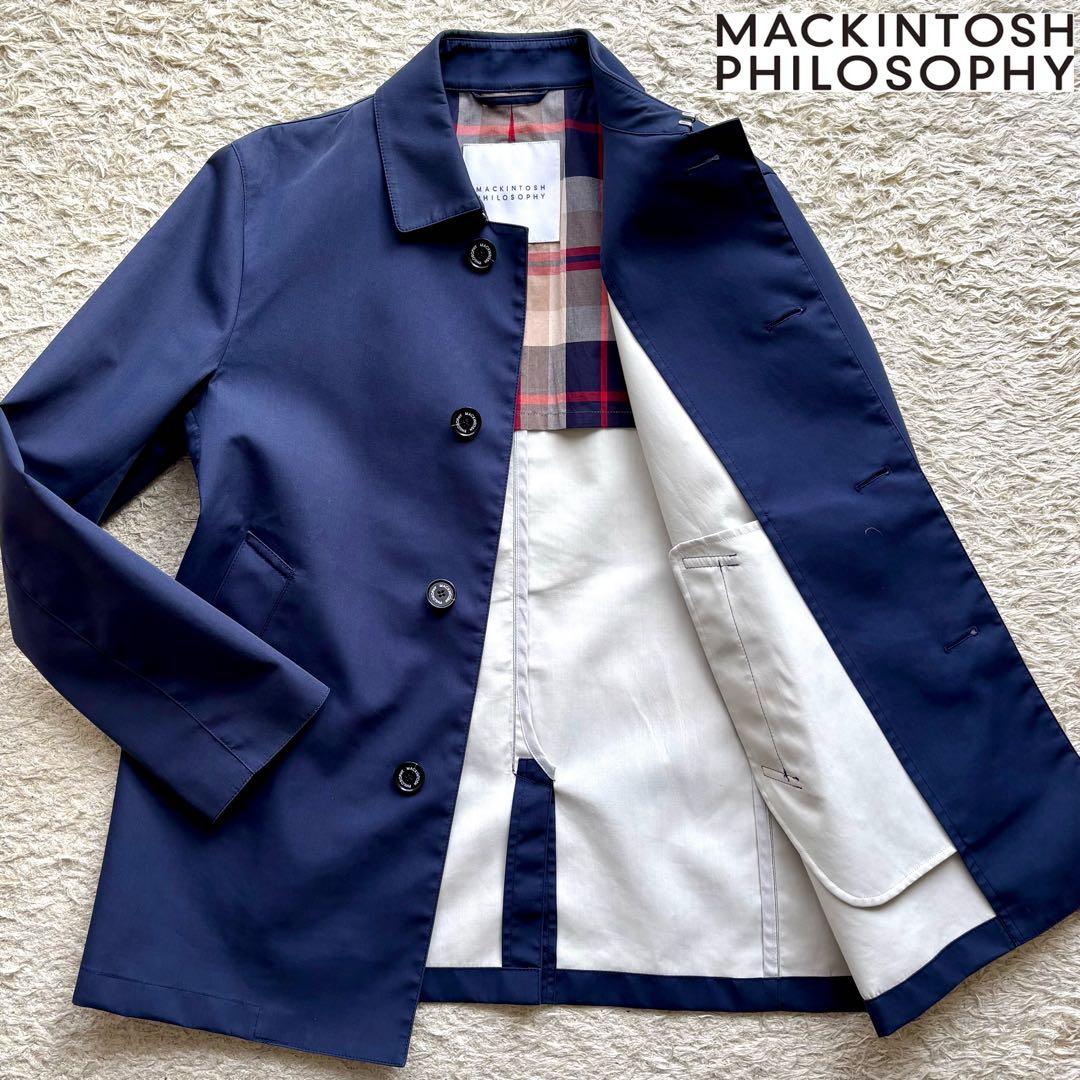マッキントッシュフィロソフィー ステンカラーコート ゴム引き ネイビー 40